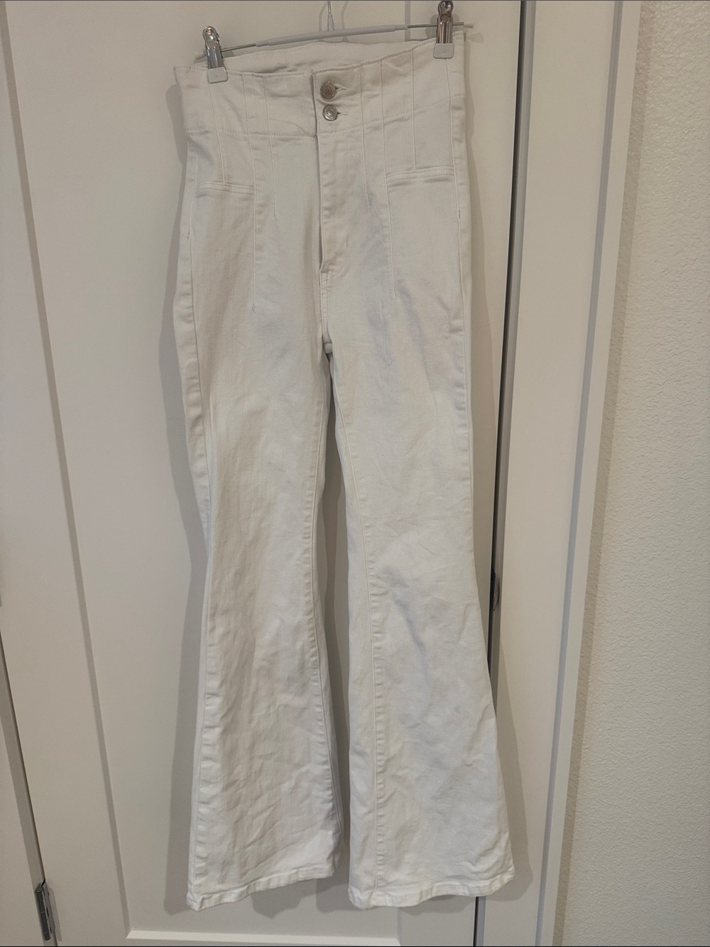 We The Free High-Rise White Wide-Leg Flare Jeans